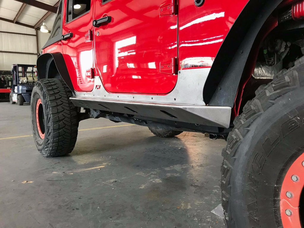 Motobilt Rocker Guards Jeep JK Unilimited Rocker Guards With Step 07-18 Wrangler JK Crusher Series Bare Steel Motobilt - MB1042