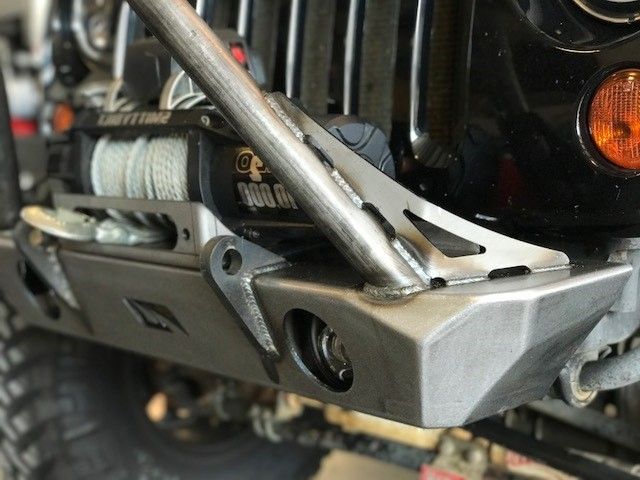 Motobilt Front Bumpers Jeep JK Front Bumper W/Stinger Fog Cutouts 07-18 Wrangler JK Hatchet Series Bare Steel Motobilt - MB1048F-S