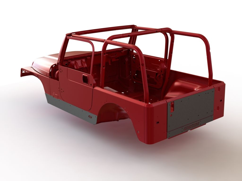 Motobilt Rocker Guards Jeep TJ Full Length Rocker Guards 97-06 Wrangler TJ Bare Steel Motobilt - MB1056