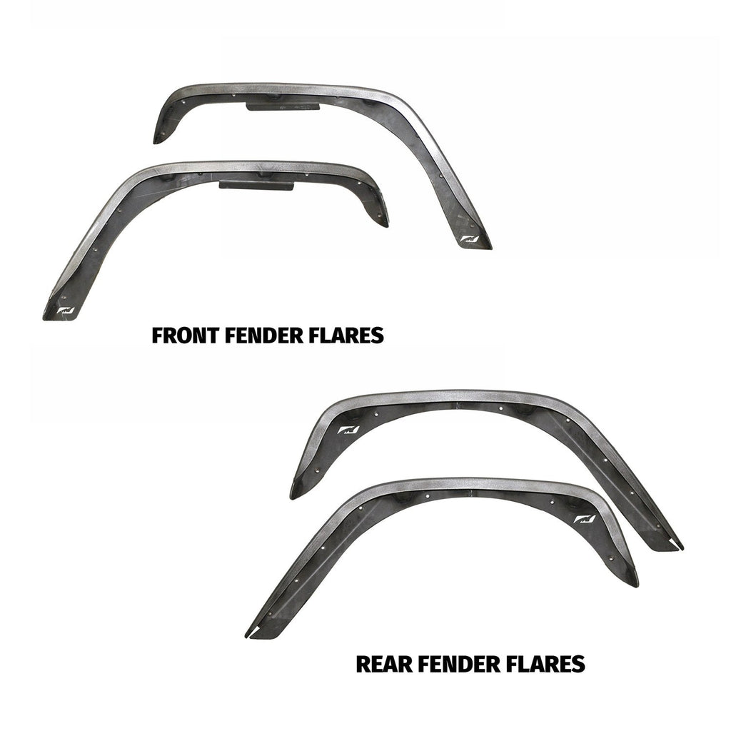 Motobilt Fenders Front and Rear 4 Inch Crusher Fender Package 07-18 Jeep Wrangler JK/JKU Motobilt - MB1076-4-1075-4
