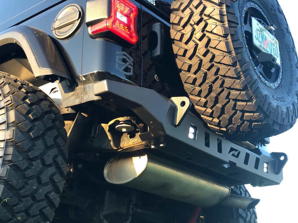 Motobilt Rear Bumpers Jeep JL Rear Bumper Crusher With Light Mounts With Spare Tire Cut Out 2018-Present Wrangler JL Motobilt - MB1092