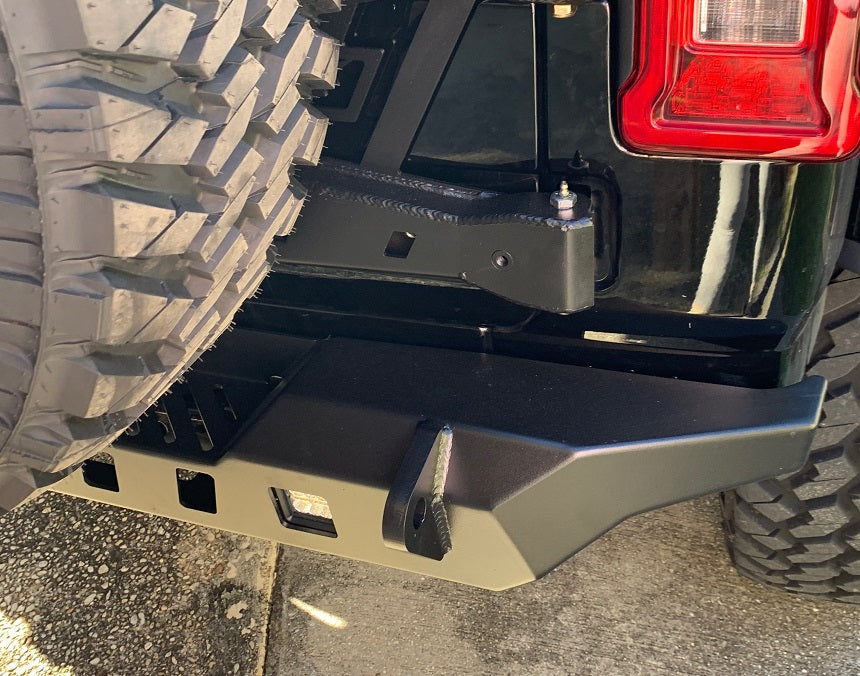 Motobilt Rear Bumpers Jeep JL Rear Bumper Crusher With Light Mounts With Spare Tire Cut Out 2018-Present Wrangler JL Motobilt - MB1092