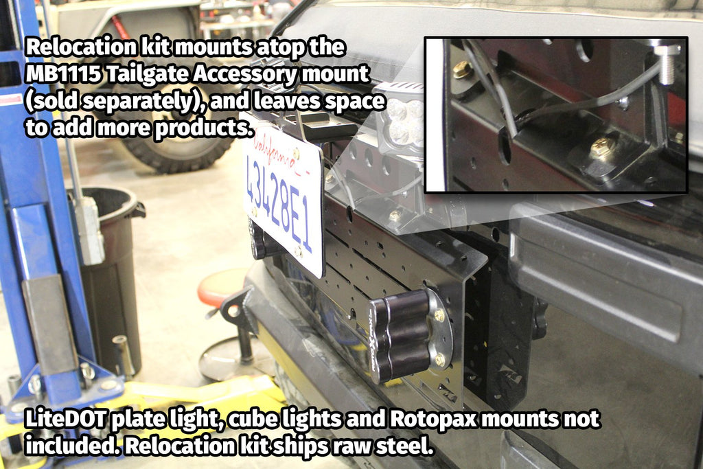 Motobilt License Plate Bracket License Plate Relocator/Light Mount for JK-JL (w/ Backup Camera Mount) For Jeep JK|Jeep JL Motobilt - MB1129-MB1130