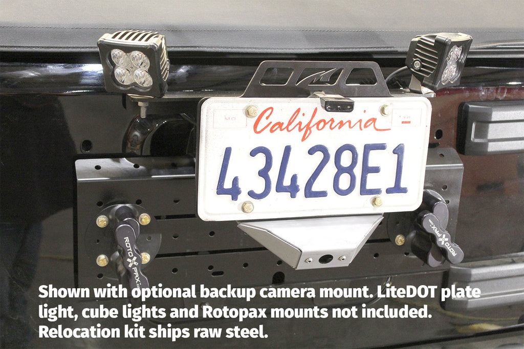 Motobilt License Plate Bracket License Plate Relocator/Light Mount for JK-JL (w/ Backup Camera Mount) For Jeep JK|Jeep JL Motobilt - MB1129-MB1130