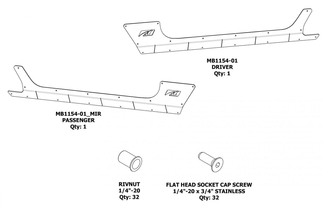 Motobilt Rocker Guards Jeep JL Rocker Armor for 18-Pres Wrangler JL 2 Door Motobilt - MB1154