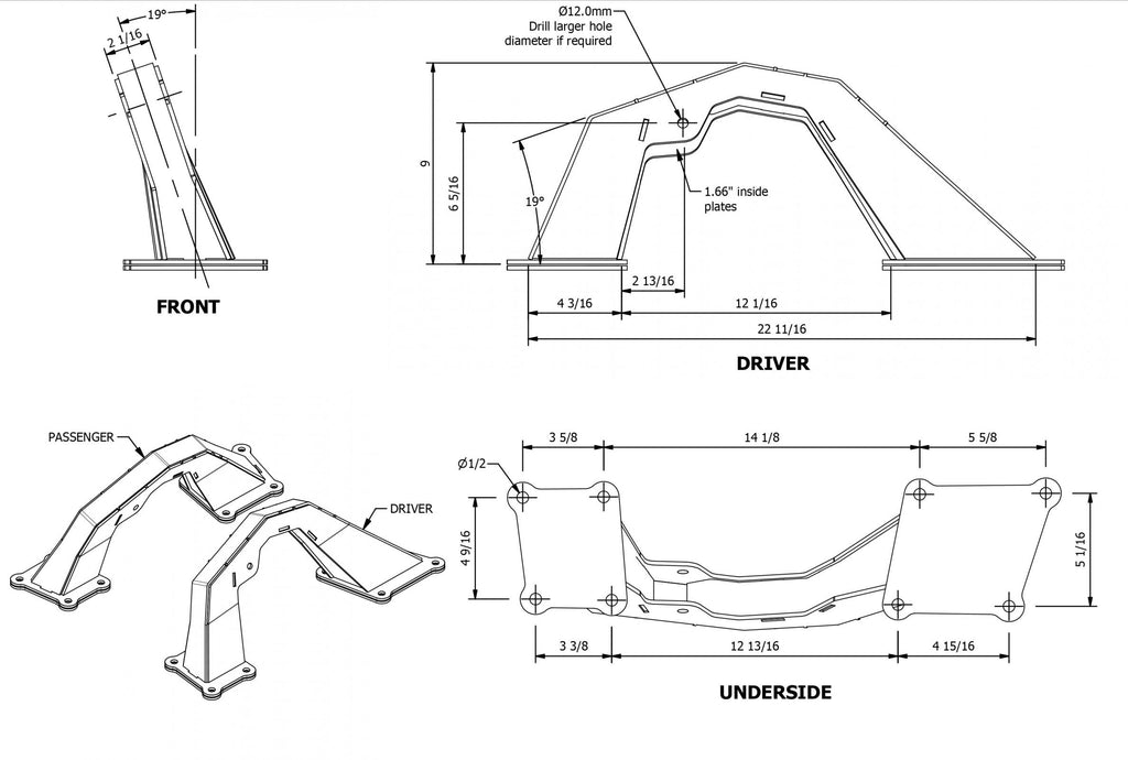 Motobilt Coilover Spring and Shock Assembly Rear Upper Coil Over Shock Mounts for High Line Fenders Motobilt - MB1572