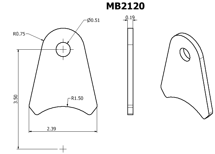 Motobilt Axle Tube Shock Tab Universal Shock Tab 1/2 Inch Hole Diameter Motobilt - MB2120