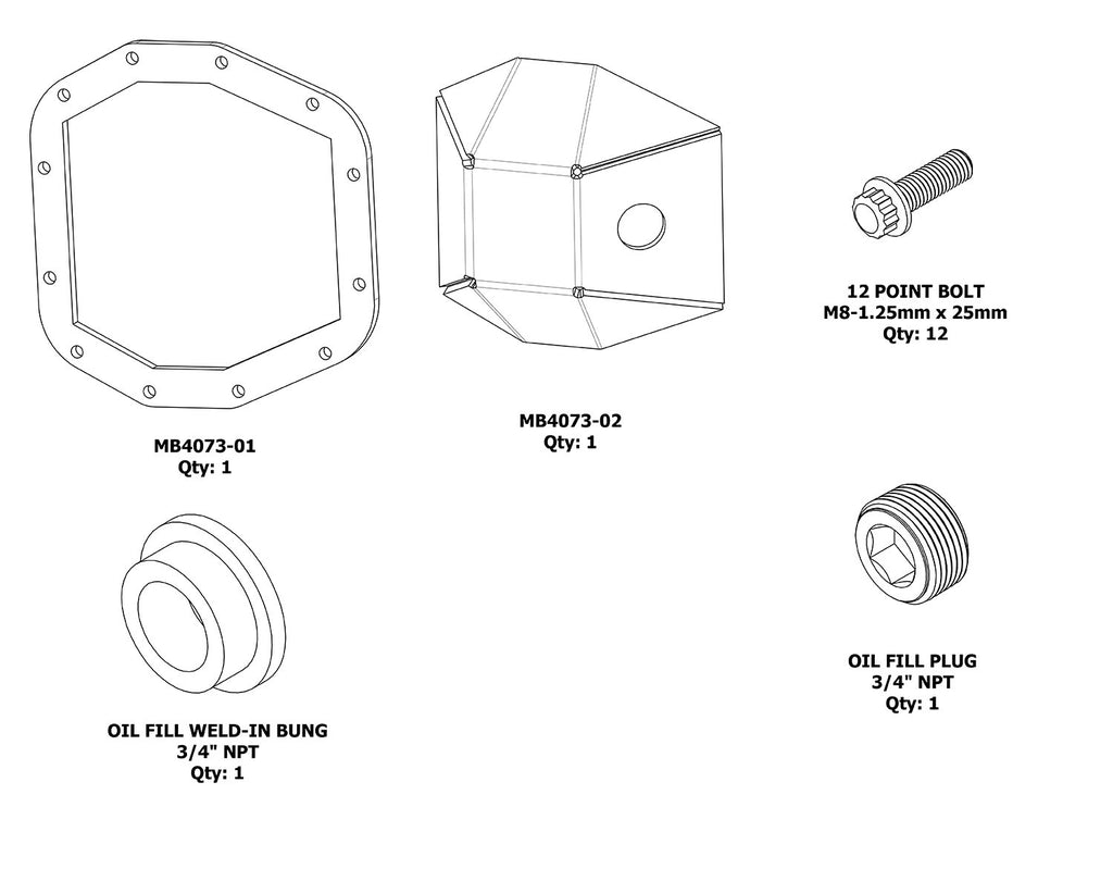 Motobilt Differential Covers DIY Rubicon Rear DIFF Cover M220 for Jeep JL and JT Motobilt - MB4073-DIY
