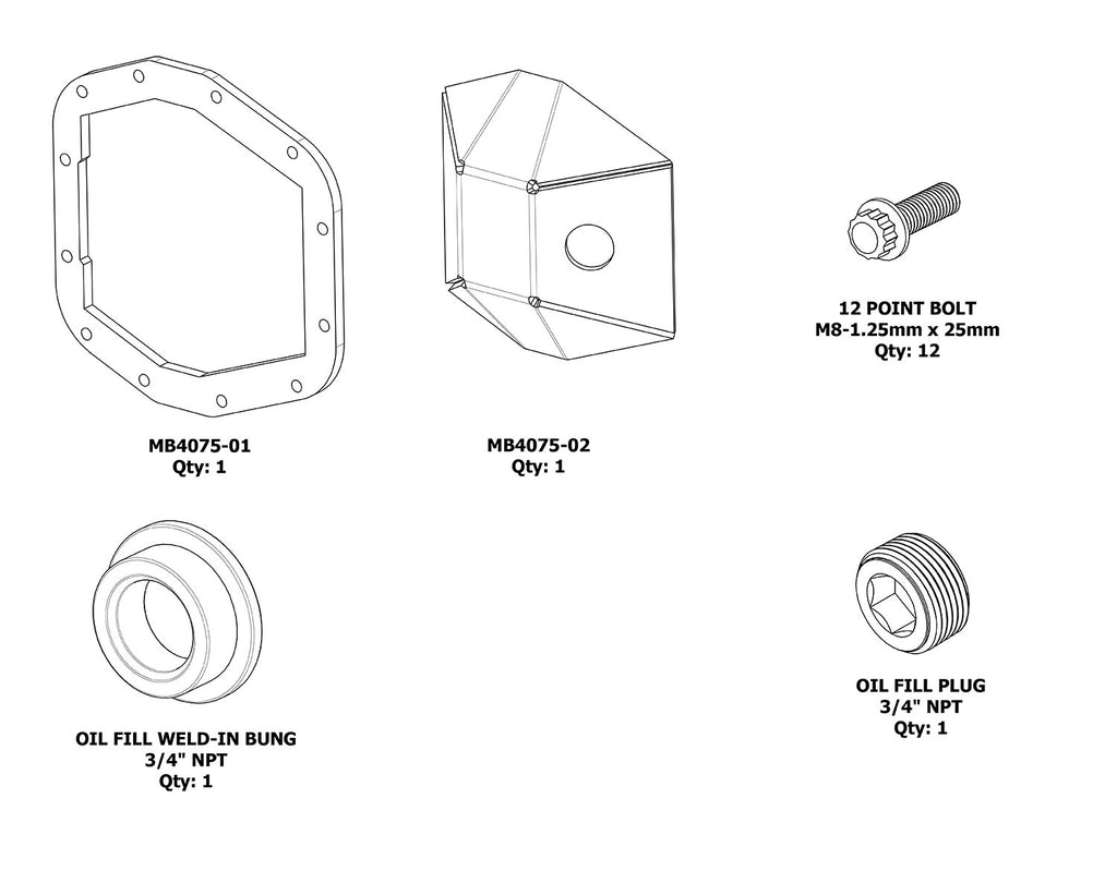 Motobilt Differential Covers DIY Rubicon Front DIFF Cover M210 for Jeep JL and JT Motobilt - MB4075-DIY
