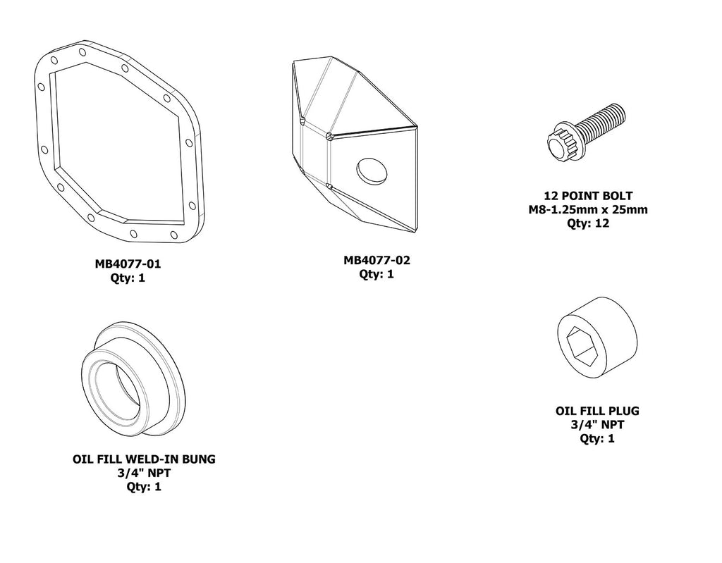 Motobilt Differential Covers DIY Front DIFF Cover Sport M186 for Jeep JL and JT Motobilt - MB4077-DIY