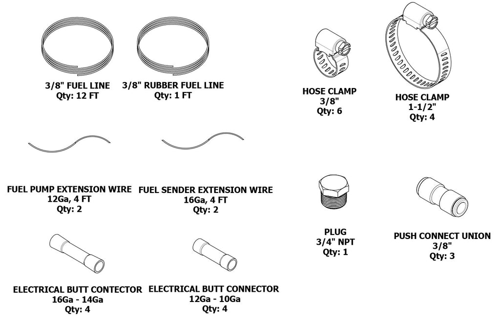 Motobilt Fuel Tank EVAP And Fuel Line Modification Kit For Rear Mounted Fuel Tank In 12-18 Jeep JKU Motobilt - MB5035