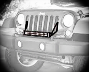 Quake LED Light Bar Mounting Kit Jeep JK Grill Light Bar Bracket 2007-18 Wrangler JK Black Powder coat - QBJ790