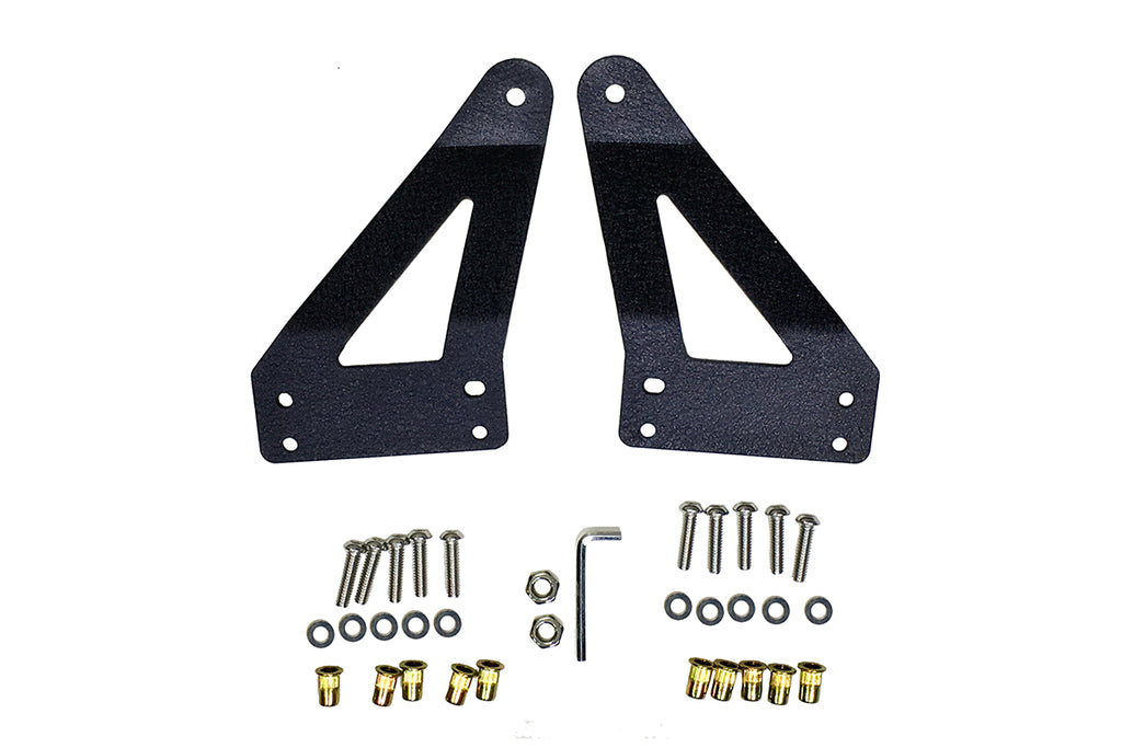 Quake LED Light Bar Mounting Kit Jeep JK Grill Light Bar Bracket 2007-18 Wrangler JK Black Powder coat - QBJ790