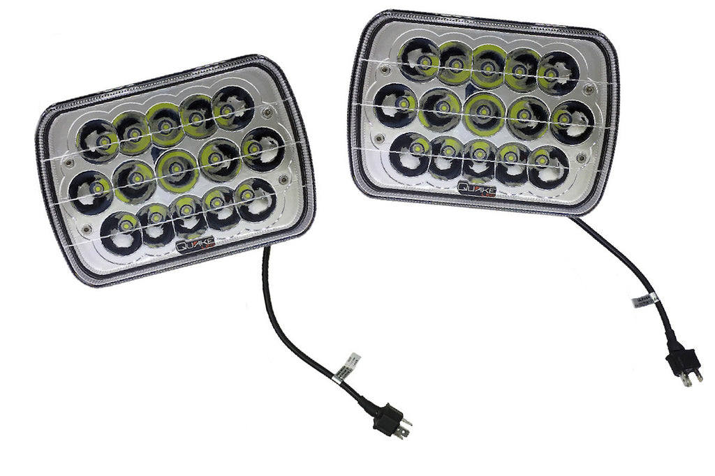 Quake LED Headlight 5x7 Inch Headlight 45 Watt High/Low Tempest Series Jeep XJ/YJ - QTE459