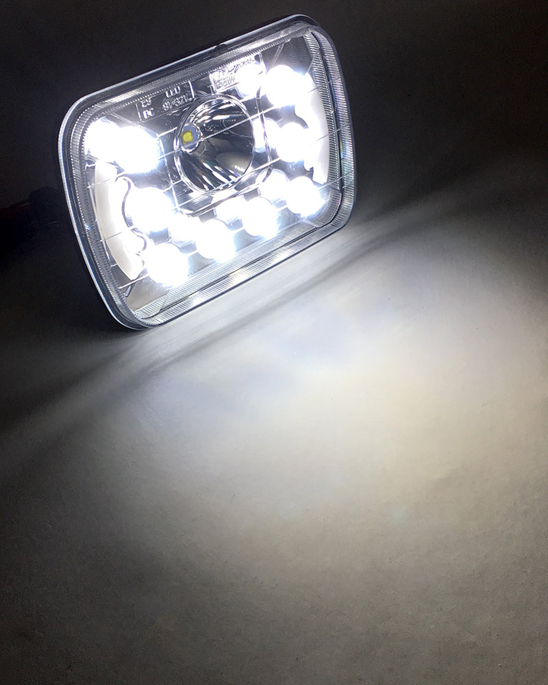 Quake LED Headlight 5x7 Inch Headlight 39 Watt High/Low Half Halo Jeep YJ/XJ Tempest Series - QTE462