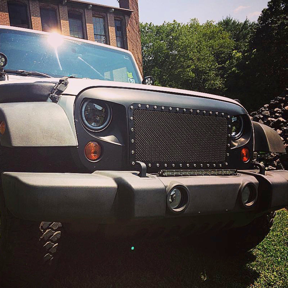 Quake LED Headlight 7 Inch RGB Accent Headlight High/Low RGB Full Halo Black Reflector Tempest - QTE555