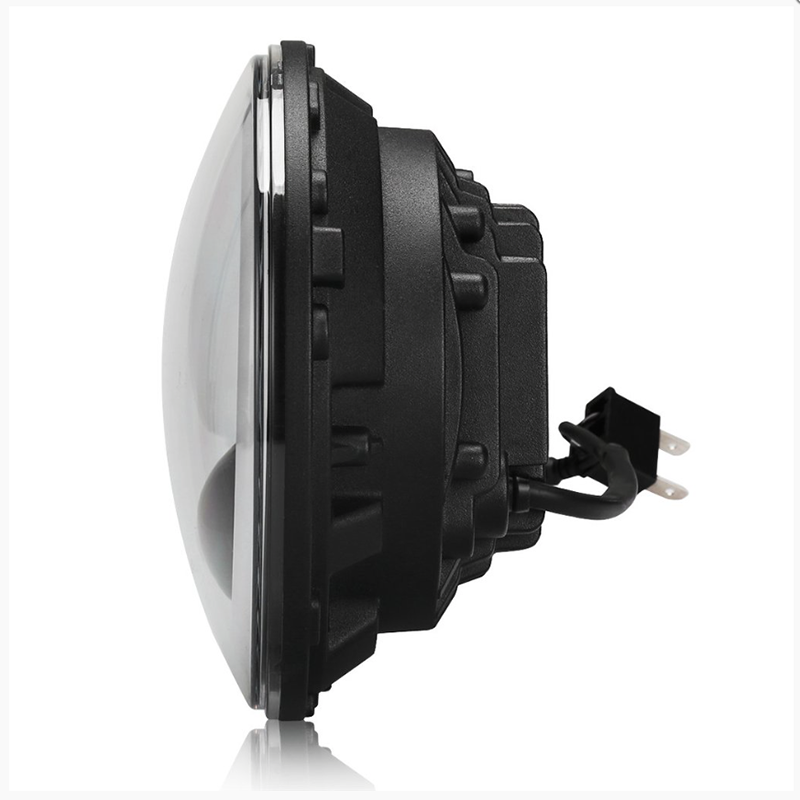 Quake LED Headlight 7 Inch RGB Accent Headlight High/Low RGB Full Halo Black Reflector Tempest - QTE555