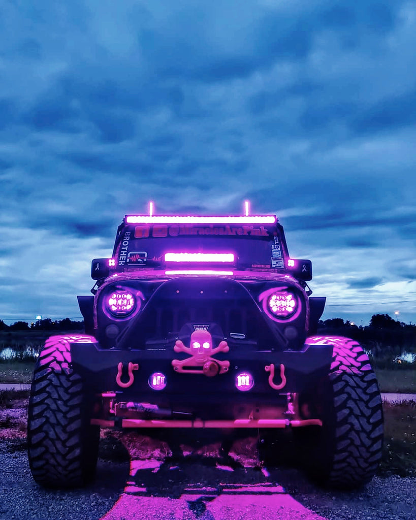 Quake LED Headlight 7 in. RGB Headlight Tempest Chrome Or Black Reflector - QTE769
