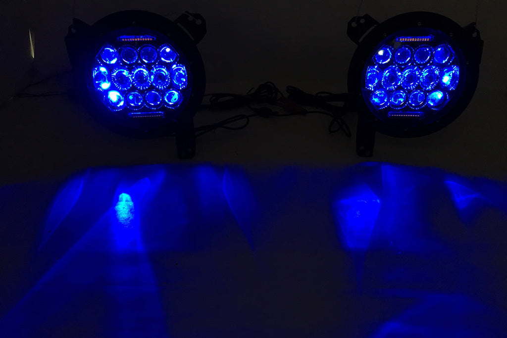 Quake LED Headlight 7 in. RGB Headlight Tempest Chrome Or Black Reflector - QTE769