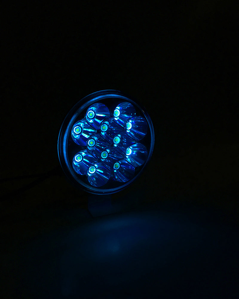 Quake LED Headlight 5.75 Inch Headlight 36 Watt Spot RGB Accent Tempest Series Quad-Lock/Interlock - QTE797