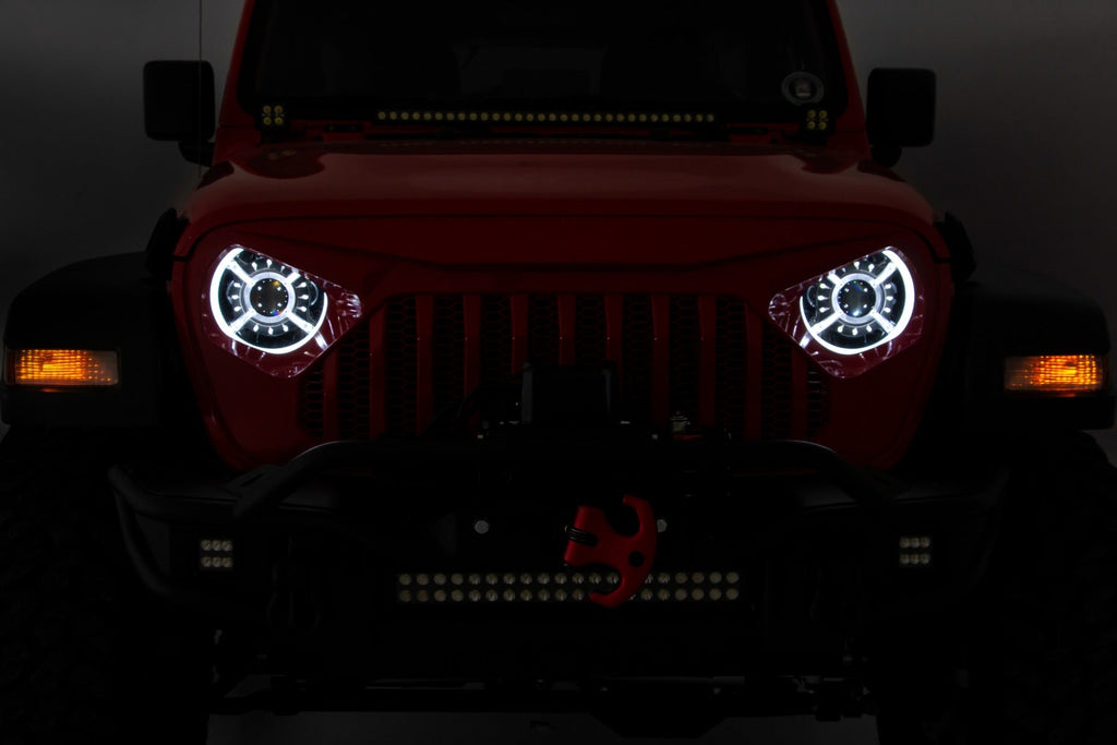 Rough Country Headlights Jeep 9-Inch DRL Halo LED Headlights Jeep Wrangler JL/JLU, Gladiator JT Rough Country - RCH5300