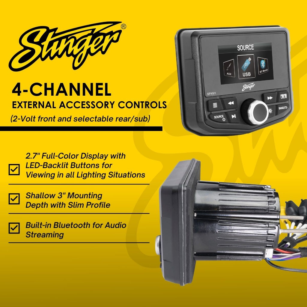 Stinger Off-Road Multimedia Marine & Powersports Weatherproof Multimedia Player - RADIO ONLY