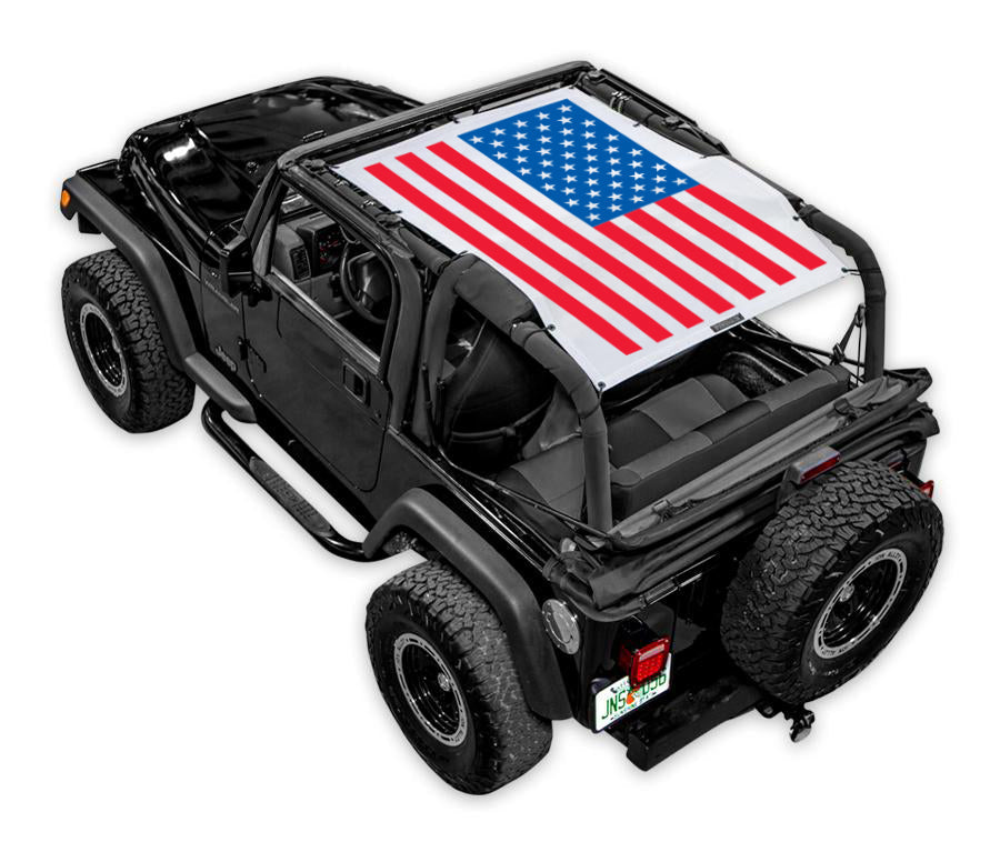 SPIDERWEBSHADE Product TJ Solid Red, White, and Blue Flag