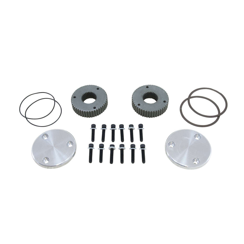 Yukon Gear Locking Hub Splined Slug Yukon Hardcore Drive Flange Kit Dana 60 30spl Outer Stubs w/ Yukon Engraved Caps - YHC50003
