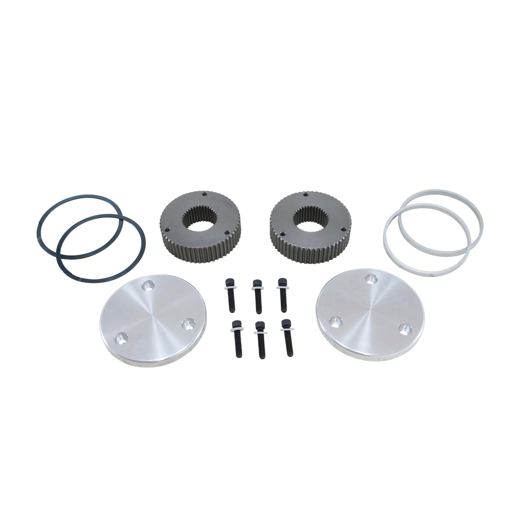 Yukon Gear Locking Hub Splined Slug Yukon Hardcore Drive Flange Kit Dana 44 19spl Outer Stubs w/ Yukon Engraved Caps - YHC50007