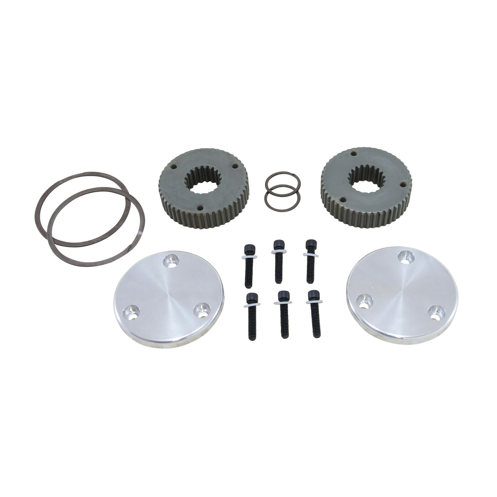 Yukon Gear Locking Hub Splined Slug Yukon Hardcore Drive Flange Kit Dana 44 19spl Outer Stubs w/ Non-Engraved Caps - YHC50008