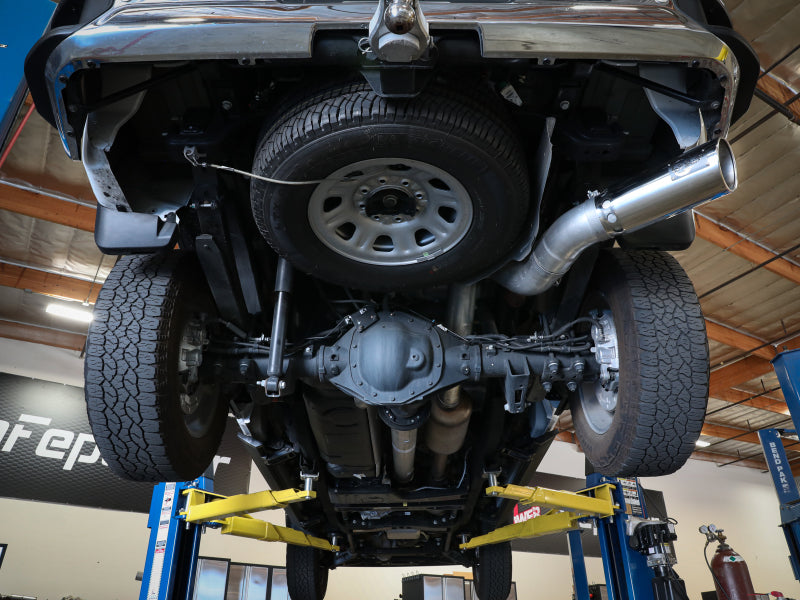 aFe Catback aFe Large Bore-HD 5 IN 409 SS DPF-Back Exhaust System w/Polished Tip 20-21 GM Truck V8-6.6L