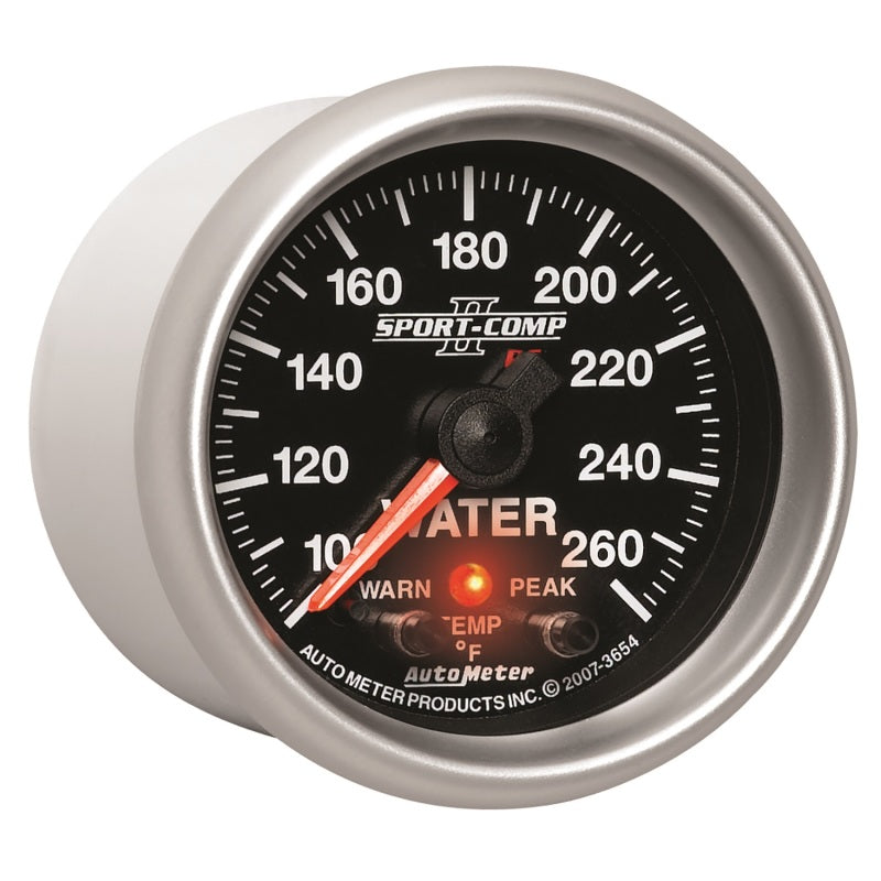 AutoMeter Gauges Autometer Sport-Comp II 52.4mm 100-260 Deg F Water Temp Peak & Warn w/ Electronic Control Gauge