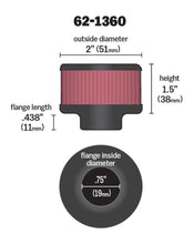 Load image into Gallery viewer, K&amp;N Engineering Air Filters - Universal Fit K&amp;N 3/4 inch ID 2 inch OD 1.5 inch H Clamp On Crankcase Vent Filter