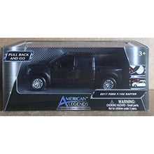 Load image into Gallery viewer, Motormax Motor Max American Legends Pull Back and Go 2017 Ford F-150 Raptor 4 1/2 Inches Long , Pick Up Truck Metallic Black