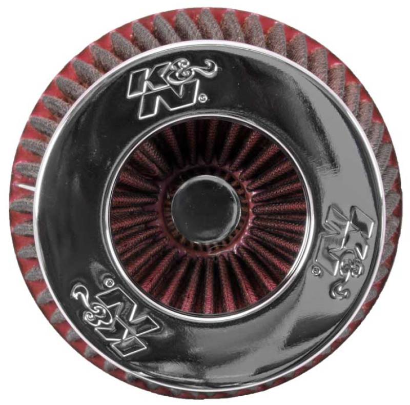 K&N Engineering Air Filters - Universal Fit K&N Universal Air Filter Chrome Round Tapered Red - 4in Flange ID x 1.125in Flange Length x 5.5in H