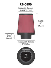 Load image into Gallery viewer, K&amp;N Engineering Air Filters - Universal Fit K&amp;N Universal Rubber Filter 3 1/2inch ID FLG / 6inch Base / 4-5/8inch Top / 6inch Height