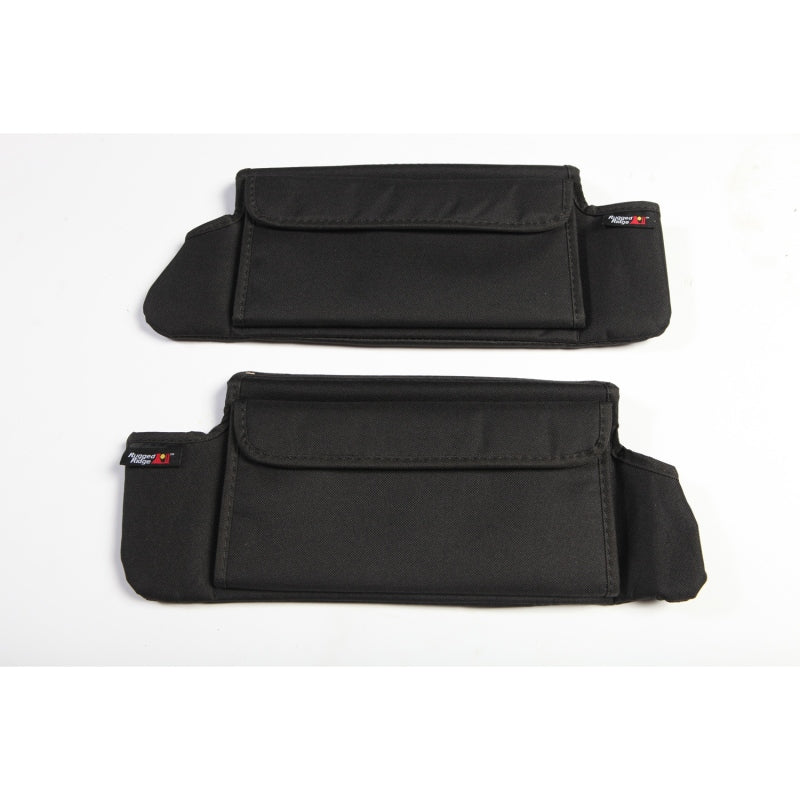 Rugged Ridge Dash & Interior Trim Rugged Ridge Sun Visor Organizers Black 07-09 Jeep Wrangler JK