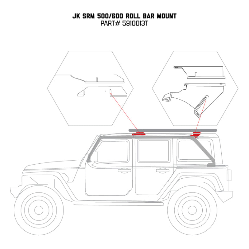 Go Rhino Roof Baskets Go Rhino 07-17 Jeep Wrangler 4dr Mouinting Kit for SRM Rack