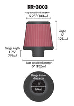Load image into Gallery viewer, K&amp;N Engineering Air Filters - Drop In K&amp;N Universal Filter 3 inch Flange 6 inch Base 5 1/4 inch Top 5 inch Height w/ Polished Top