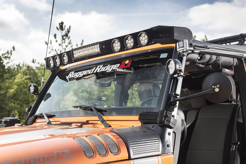 Rugged Ridge Light Bars & Cubes Rugged Ridge 07-18 Jeep Wrangler JK Elite Fast Track Windshield Light Bar Mount w/ Crossbar