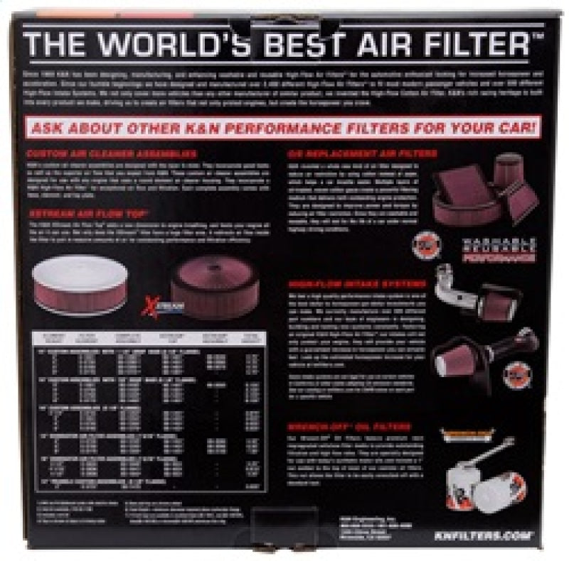 K&N Engineering Air Boxes K&N X-Stream Top Filter Red 11in / 5.125in Neck Flange / 3.5in Height