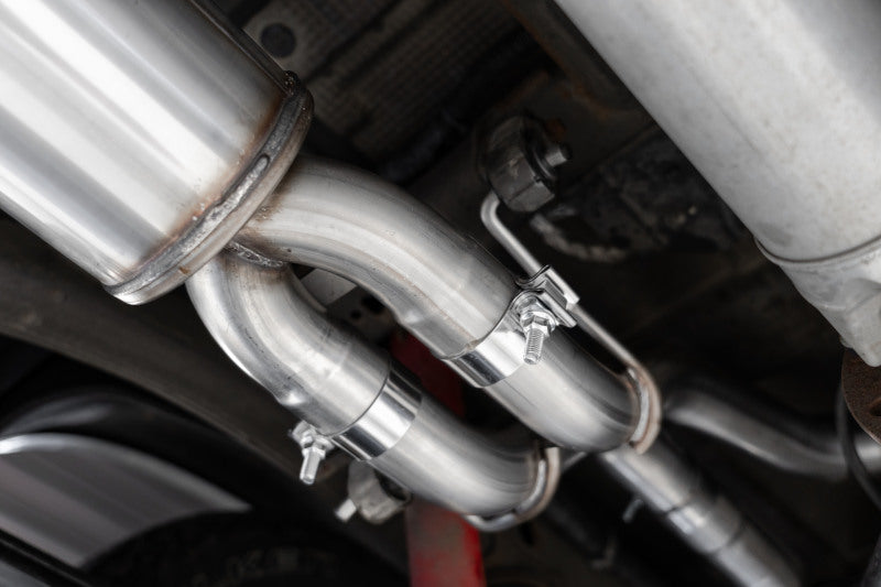 MBRP Catback MBRP 19-21 Chevy Silverado 1500 6.2L 2.5in Dual Split Rear Cat Back w/ Quad Carbon Fiber Tips- T304
