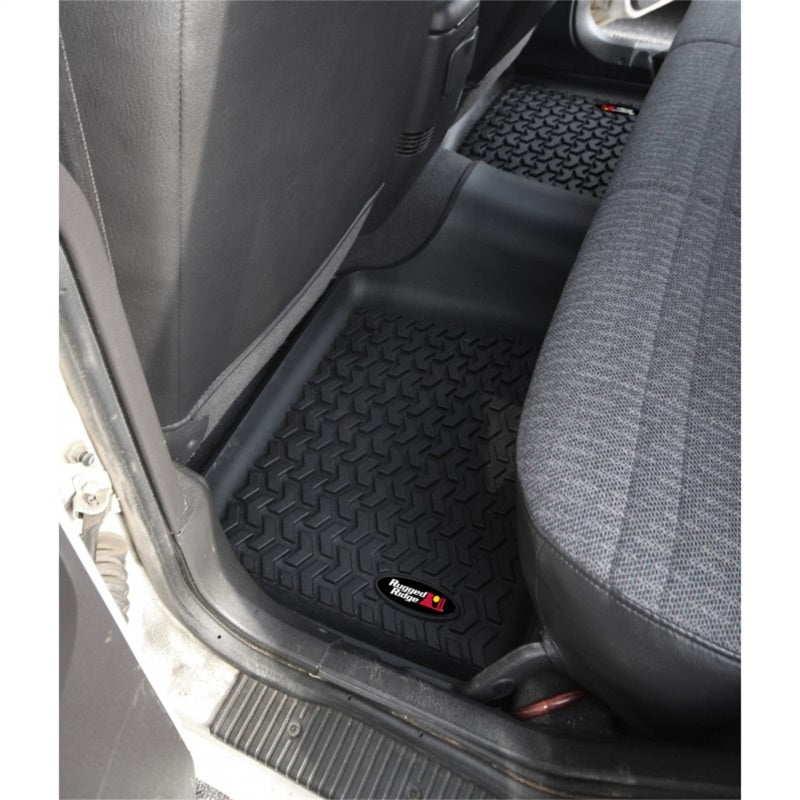 Rugged Ridge Floor Mats - Rubber Rugged Ridge Floor Liner Rear Black 1984-2001 Jeep Cherokee XJ