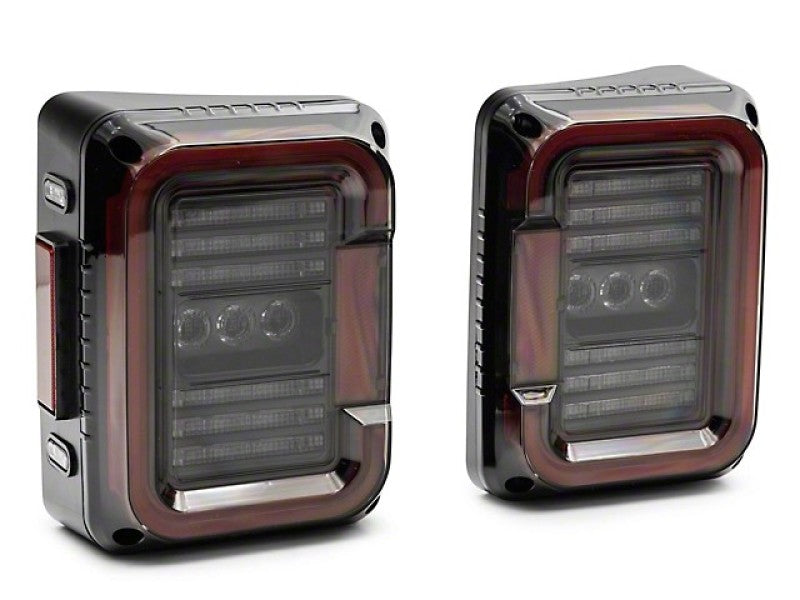 Raxiom Tail Lights Raxiom 07-18 Jeep Wrangler JK Axial Series LED Halo Tail Lights- Black Housing (Dark Smoked Lens)