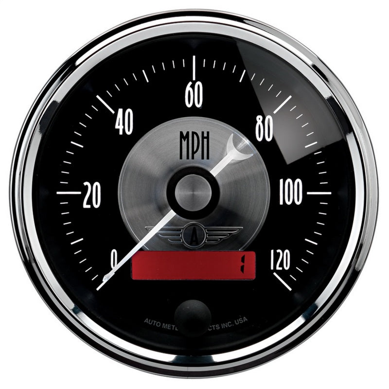 AutoMeter Gauges Autometer Prestige Series Black 3-3/8in 120mph Electric Programmable Speedometer w/LCD Odometer