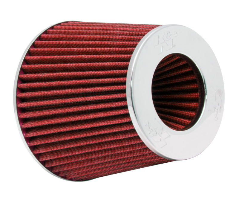 K&N Engineering Air Filters - Universal Fit K&N Universal Air Filter Chrome Round Tapered Red - 4in Flange ID x 1.125in Flange Length x 5.5in H