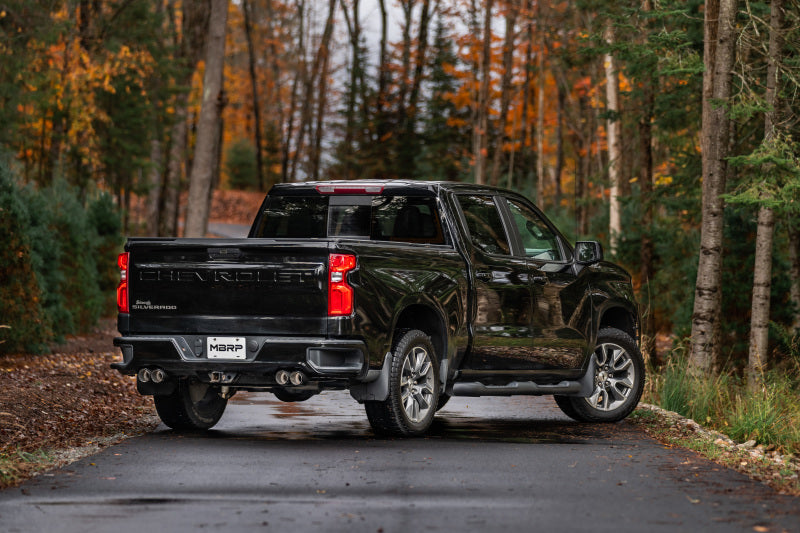 MBRP Catback MBRP 19-21 Chevy Silverado 1500 6.2L 2.5in Dual Split Rear Cat Back w/ Quad Carbon Fiber Tips- T304