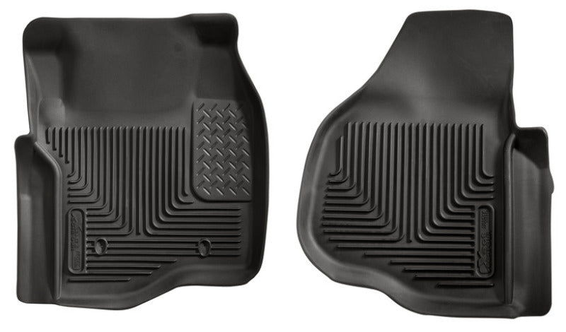 Husky Liners Floor Mats - Rubber Husky Liners 11-12 Ford F250/F350/F450 Series Reg/Super/Crew Cab X-Act Contour Black Floor Liners