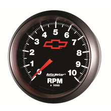 Load image into Gallery viewer, AutoMeter Gauges AutoMeter Gauge Tachometer 3-3/8in. 10K RPM In-Dash Chevy Red Bowtie Black