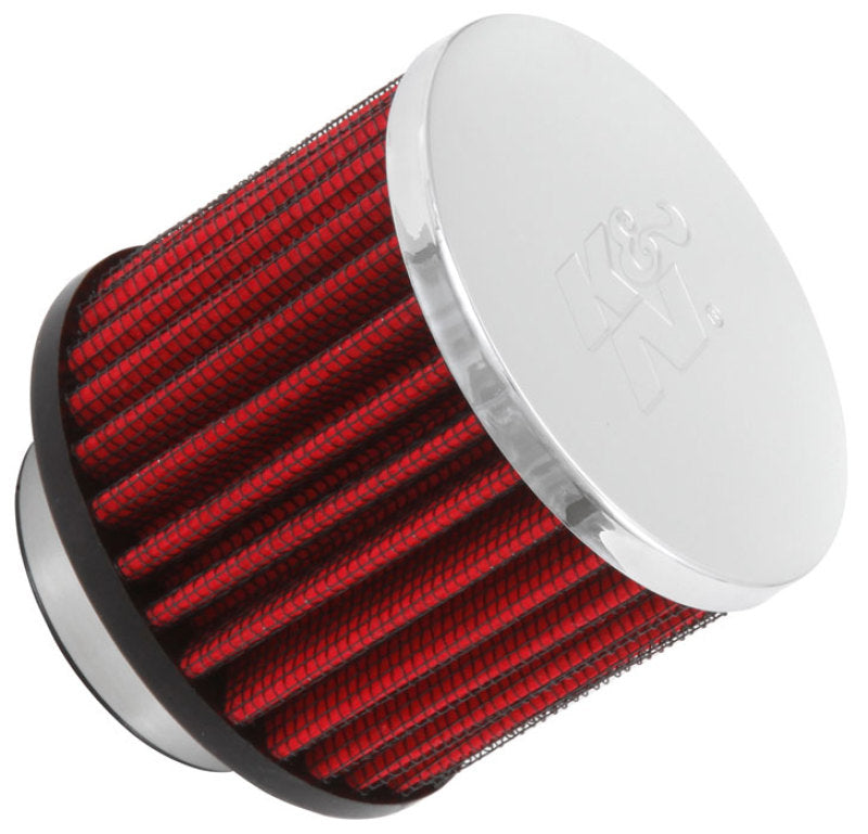 K&N Engineering Air Filters - Universal Fit K&N 1.5in Flange ID x 3in OD x 2.5in H Chrome Finish Rubber Base Crankcase Vent Filter